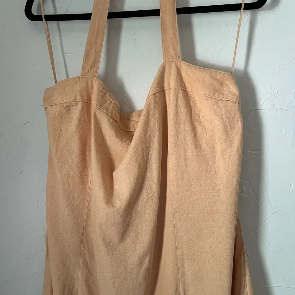 Abercrombie & Fitch Orange Halter Mini Dress Linen‎ Blend Summer Vacation Sz XLT